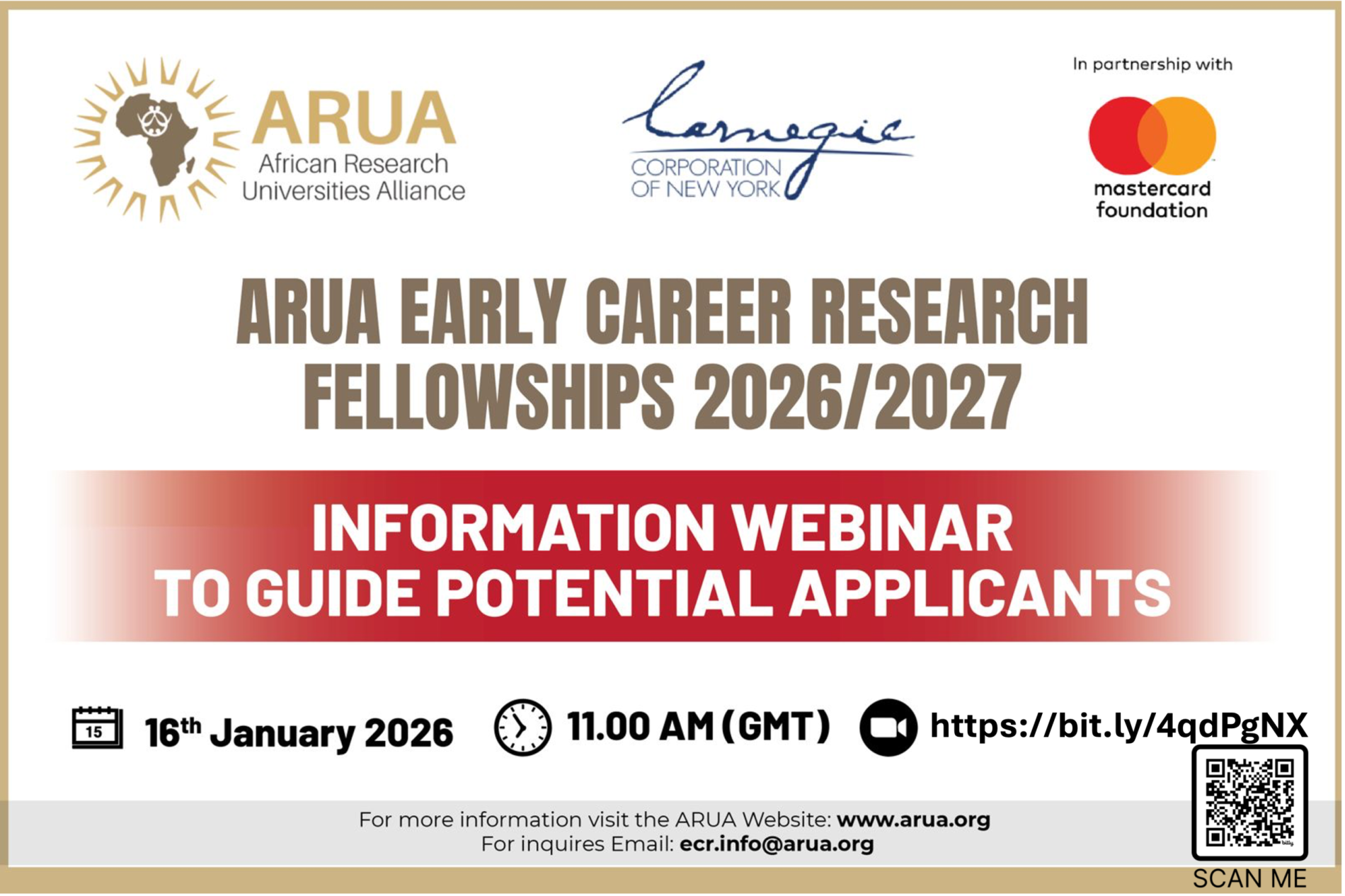ARUA Early Career Research Fellowships &ndash; Information Webinar